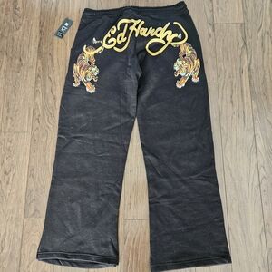 NWT Ed Hardy Tiger Graphic Sweatpants XL Black Y2K Don Ed Hardy Designs